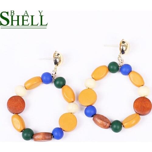 Shell bay Wood Earrings For Women Small Dangle/Pendientes Earrings Girls Fashion Punk Earrings Jewelry drop Earring Wholesale CC