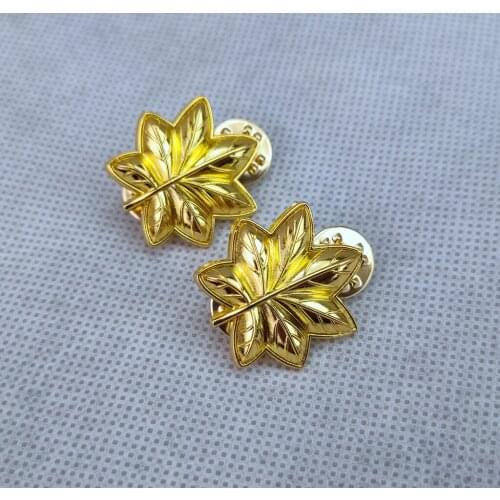 PAIR OF WW2 US MARINE CORPS USMC OAK LEAF Major RANK METAL LAPEL PIN BADGE INSIGNIA