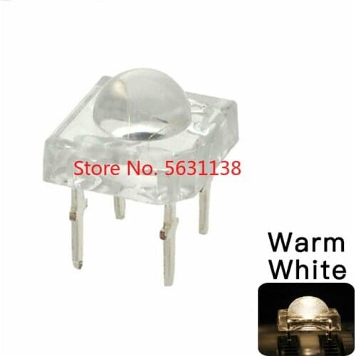 100pcs 5mm F5 Piranha Warm White LED Emitting Diode Super Flux Transparent Ultra Bright Water Clear Lens Lamp 4 Pin Light Beads