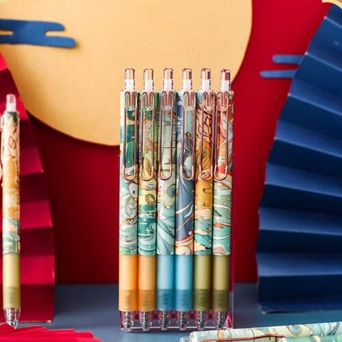 12 Per Pack Traditional Chinese Style Kawaii Pens Fine Point Stationery School Office Writing Roller Ballpoint Cute Funny Gel