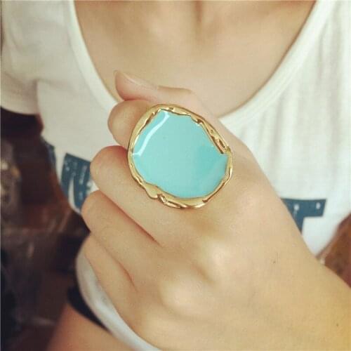 2018 Women Nightclubs Exaggerated Candy Color Enamel Irregular Lover Couple Finger Wholesale Rings Party Alloy Jewelry