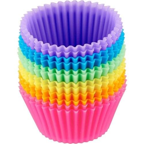 24pcs/Set Silicone Cake Mold Round Shaped Muffin Cupcake Baking Molds Kitchen Cooking Bakeware Maker DIY Cake Decorating Tools