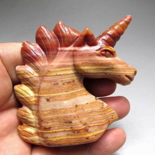 3.0"/111g Jasper Unicorn Handcarved Stone Carving - crystals and stones healing Mineral specimen Home Decor feng shui