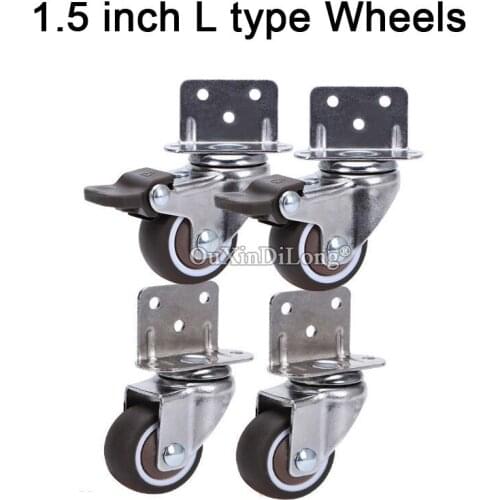 4PCS Mini 1.5" Mute L Type Side Mounted Wheels/Casters Loading 25kg Swivel Rollers Wheels For Crib Flower Stand Table GF256