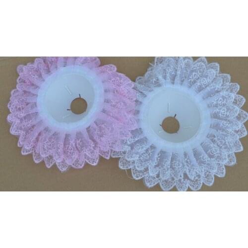 5pcs 10in Lace Edge Wedding Floral Flower Bouquet Collar Holder Decoration White/Pink