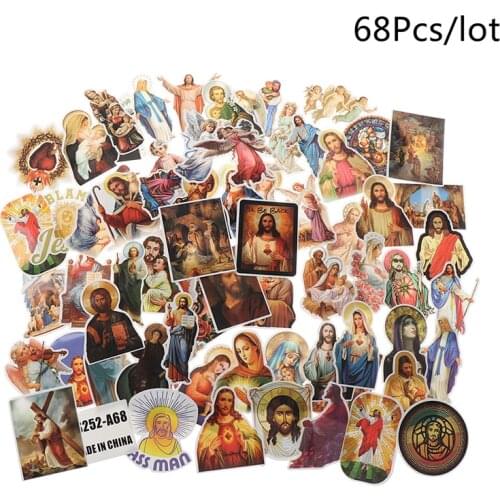 68pcs Jesus Christian Prayer Cartoon Stickers Toy Luggage Notebook PVC Sticker