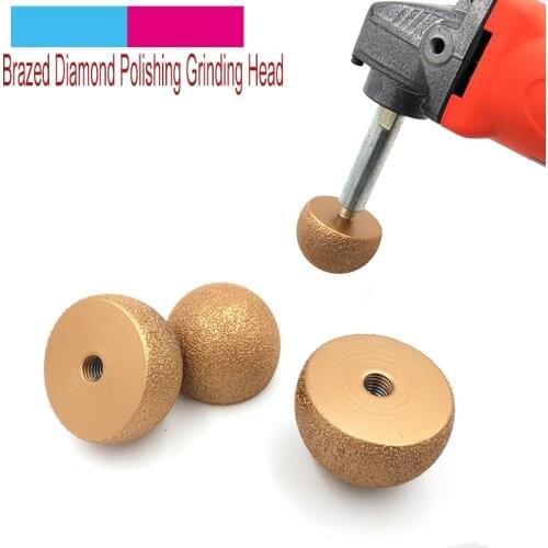 Dia 35/50mm Vacuum Brazed Diamond Polishing Grinding Head M10 Thread Diamond Burrs For Pebble Stone Marble Granite Brick Tools