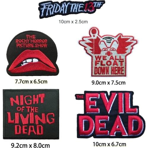 10 PCS Evil Dead Rocky Horror Picture Show Iron on Applique, Friday 13th Hannibal Jacket Jean DIY Patch Clothing Accessories