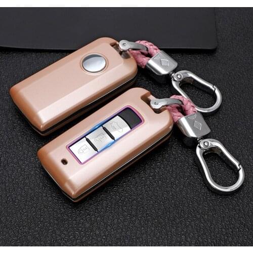 Carbon Fiber Car Remote Key Full Cover Case For Mitsubishi Outlander Lancer Eclipse EX ASX Cross Colt Grandis Pajero Holder