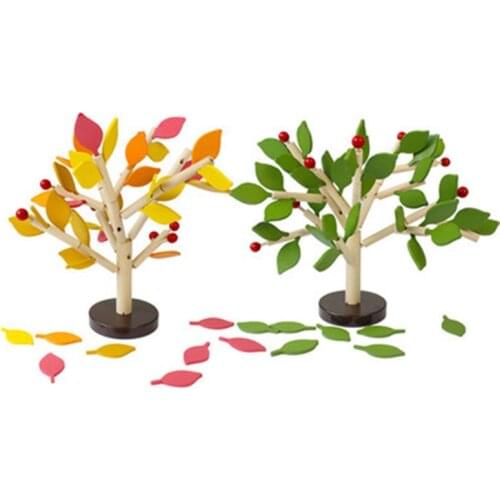 Montessori Memory Educational Wooden Toys 3D Simulation Leaf Block Puzzle Wooden Training Round Baby Early Education Leares Toys
