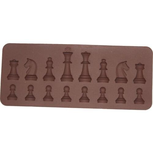 Chocolate Mould Solid Color Chess Shape Silicone Food Mold Baking Tools for Candy Biscuit Cake, Brown