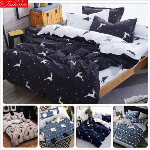 Cartoon Animal Pattern Quilt Case Fitted Sheet 4pcs Bedding Set Cotton Kid Single Bed Linen 1.2m 1.5m Duvet Cover Full Twin Size