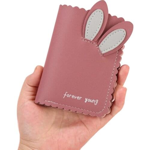 Hot Selling Women Small Wallet Lovely Rabbit Ears Wallets Cards Holder Short Design Purse Girls Wallet Cash Holder -B5