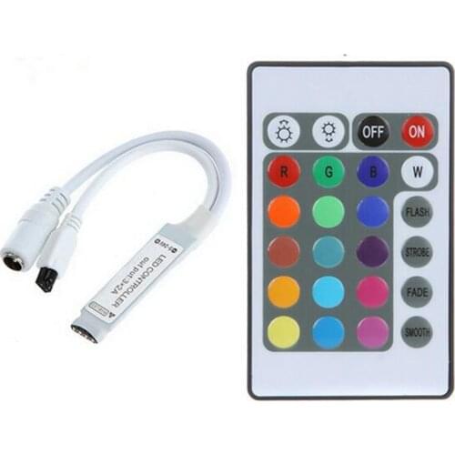 Mini DC12V 24Key RGB Controller IR Remote Controller With Mini Receiver For 3528/5050 RGB LED Strip Light /Led Tape Controller
