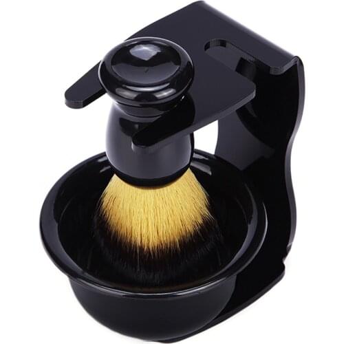 Set of 3 Shaving Kit for Male Wet Shaving Brush Holder Stand Soap Bowl Mug Hair Beard Brush Men Shaving Tool Barber Accessories
