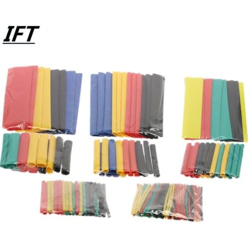 164Pcs Assorted Polyolefin Heat Shrink Tubing Tube Cable Sleeves Wrap Wire Set 8 Size Multicolor/Black