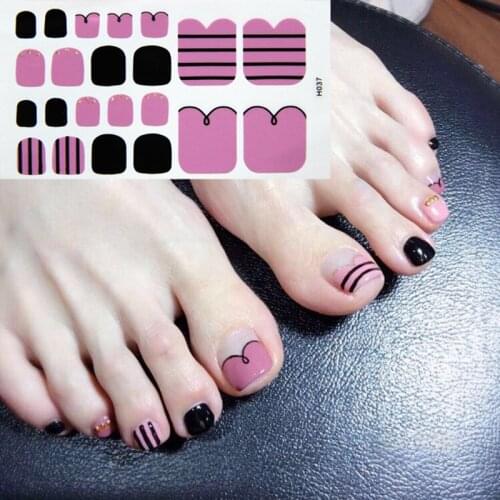 22tips Korea/Japanese Designed Toenail Sticker Full Cover Waterproof Nail Sticker Wraps Toe Nail DIY Nail Art unas Nail Sticker