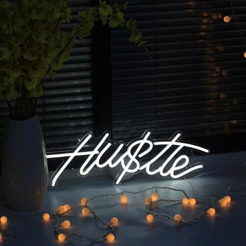 Custom Hustle neon sign Waterproof Flex Neon Sign Visual Art Bar Pub Club Acrylic Wall Hanging Flexible Sign decoration