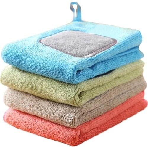 4 Pcs/suit High Quality Creative and Cute kitchen towel Scouring Pad Thickened Dishcloth Reusable Microfiber cleaning cloth