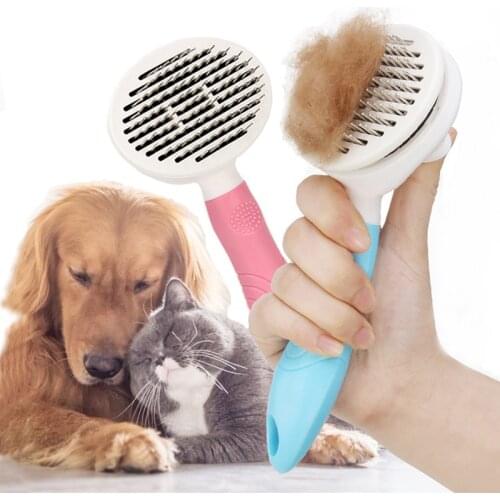 Dog Hair Removal Comb Cat Brush Comb for Dogs Grooming Gloves Tool Dog Brush with Button Remove Loose Hair Pet Grooming Supplies