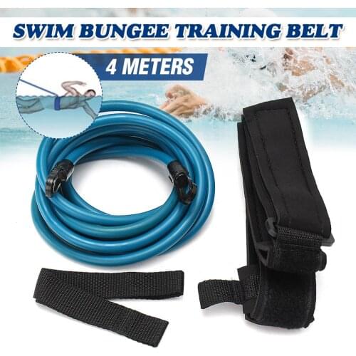 Newest 4m Adjustable Adult Kids Swimming Bungee Exerciser Leash Training Hip Swim Belt Cord Safety Swimming Pool Accessories