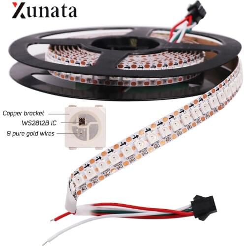 DC5V WS2812B Pixels LED Strip Light Waterproof WS2812IC Full Color Flexible LED Tape 30/60/144LEDs Smart LED Ribbon 1M 2M 3M 5M
