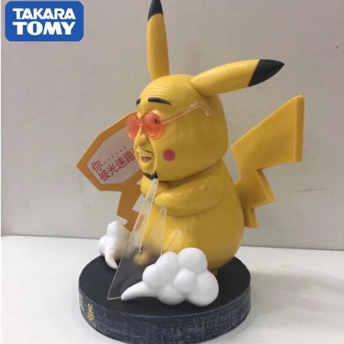 TAKARA TOMY Funny Pokemon Pikachu COS Justice Model Ornament Action Figure Christmas Birthday Gift Toys for Children Kids