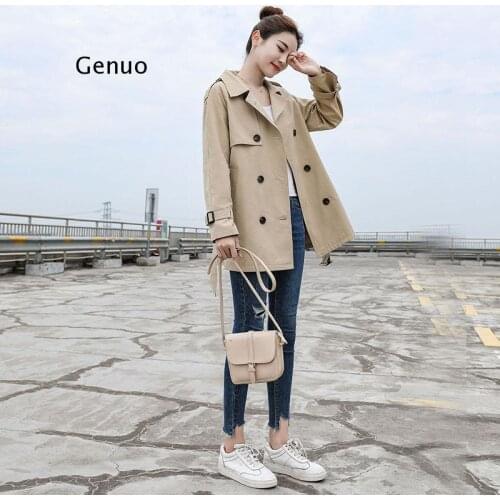 Spring Women Trench Coat Casual Streetwear Double Breasted Belt Female Coats Fashion Korean Loose Fit Outwear