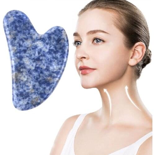 Blue Point Jade Scraping Board Facial Beauty Device To Relieve Fatigue Skin Care Acupoints Meridians Spa Massage Remove Wrinkles