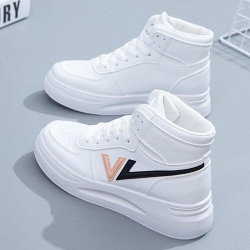 High Top Shoes for Women 2021 Autumn New Thick Soles Small White Shoes Womens Casual Sports and Running Sneakers Shoes 91203