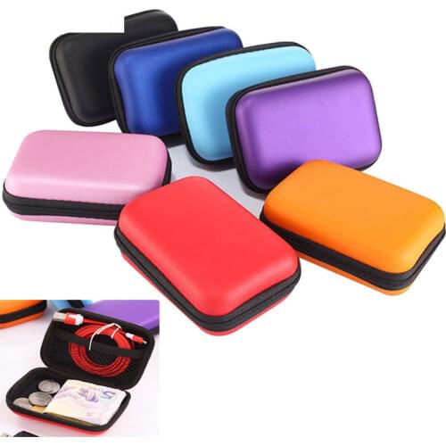 Zipper Hard Earphone Case EVA Leather Headphone Storage Bag Protective Usb Cable Organizer Portable Earbuds Pouch Box