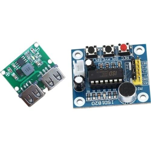 1 Set ISD1820 Sound Voice Recording Playback Module & 1 Pcs DC-DC Buck Step Down Converter Car Power Supply Module