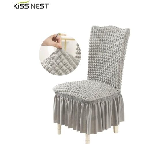 14 Colors Home Decoration Dining Skirt Chair Cover, Seersucker Soft Breathable Fabric,Stretch Seat Cover Hotel Wedding Banquet