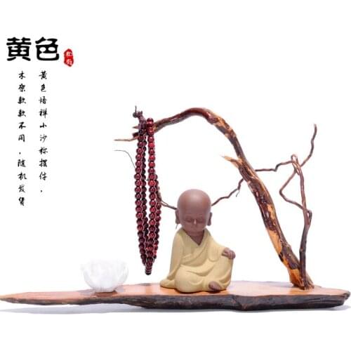 2020 business ART birthday present-HOME Office "CHAN-DAO "porcelain pottery Handmade culture sentiment art statue+Wooden support
