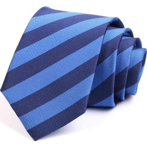 2020 New 7.5CM Wide Ties Classic Blue Striped Neck Tie High Quality Fashion Formal Tie For Men Business Suit Work Necktie