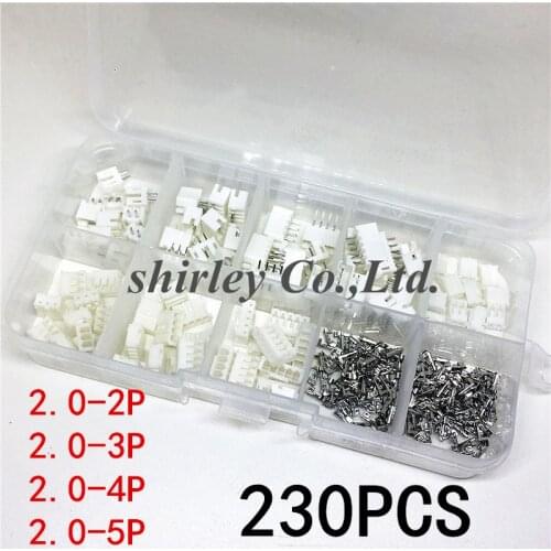 230pcs PH2.0 2p 3p 4p 5 pin 2.0mm Pitch Terminal Kit / Housing / Pin Header JST Connector Wire Connectors Adaptor PH Kits