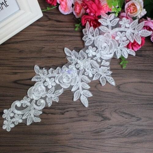 3 Pieces Selling 4 Color Rose Golden White Flower Car Bone Lace Patch For Wedding Party Girl Skirt Design M10501