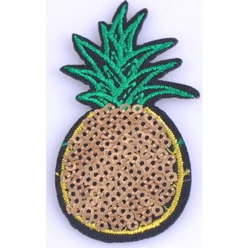 3pc Sequins Iron On Patch Pineapple Embroidery Patch Sewing Fabric Sticker For Clothes Motif Applique Apparel Accessories cp1104