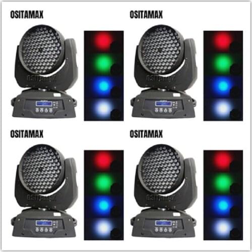 4pcs LED Moving Head Light RGBW 108X3W Wash Effect DMX Control Rainbow Lumiere for Disco Stage Nightclub DJ Concert