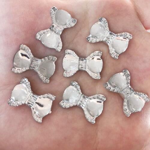 Hot 40pcs Shiny Resin 14mm*20mm BOW FlatBack Rhinestone Wedding DIY Hair Ornamen R512