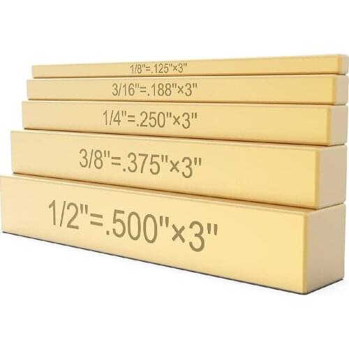 5 Piece Saw Height Gauge Laser-engraved Size Marking Woodworking Hand Tools Brass Different Sizes Wooden Working Golden Tool Bar