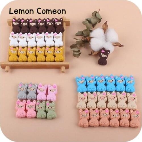 50PC Cartoon Sheep Silicone Beads Food Grade SIlicone Teething Accessories DIY Chewing Nursing Pacifier Chain Jewelry Animal Toy
