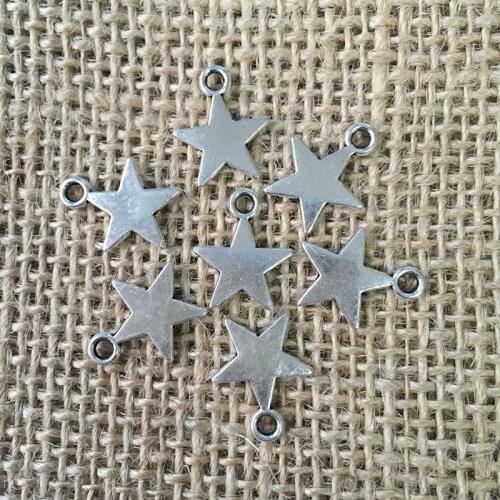 76 Pcs/lot 15x12mm Five Pointed Star Charms for Jewelry Making Antique Silver Plated Pendant for DIY Necklace Bracelet A045