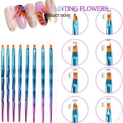 8pcs Nail Art Painting Brush Nail Art Petal Pattern Drawing Pen Gradient DIY Nail Flower Pen Acrylic Gel UV Polish Nail Tools