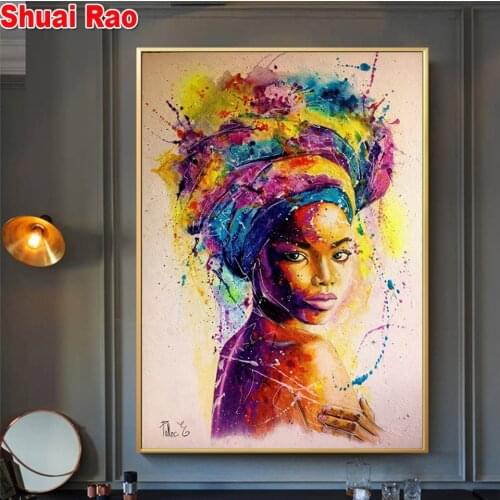 Africa Women diamond painting 5 d diy diamond embroidery Abstract Girl Portrait mosaic cross stitch picture of rhinestone art