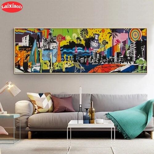 DIY Diamond Embroidery Abstract graffiti art, urban landscape Full Kits Needlework Diamond Painting Cross Stitch Decor For Home