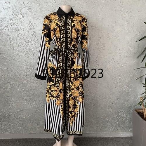 American African Printed Long Sleeve Tunic Women Dress Eegant Slim Fit Clothing For Ladies