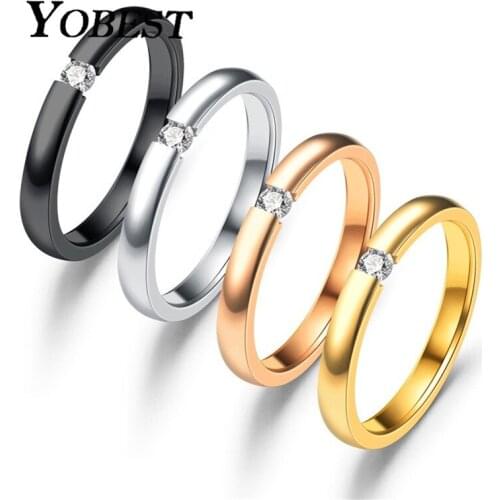 YOBEST Titanium Steel Rose Gold Anti-allergy Smooth Simple Wedding Couples Rings Bijouterie for Man or Woman Gift