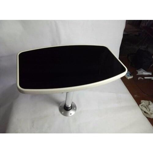 Caravan Motorhome Marine Boat White Leather Table With Black Acrylic Insert 650*400mm 25.6*15.7"