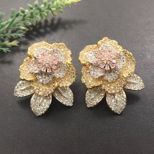 Lanyika Fashion Jewelry Exquisite Vivid Blooming Epiphyllum Earrings Full Micro inlay Micro Plated Banquet Popular Best Gift